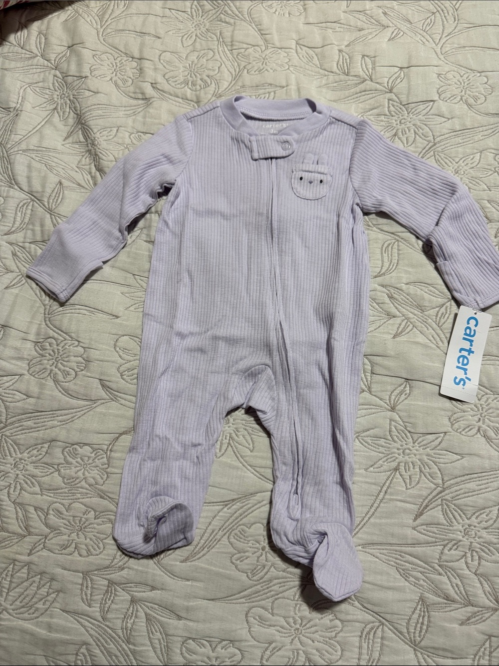 Carter's Light Lavender Ribbed Footed Baby One-Piece size 3m